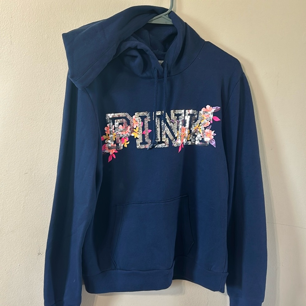 Victoria secret pink hoodie size large color blue NWOT